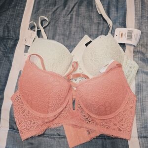 Yandy Lace Bralette Duo - Coral and Mint